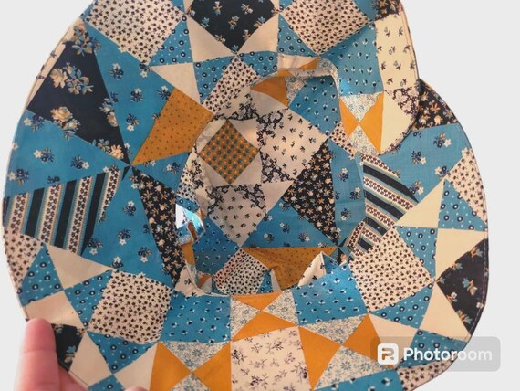 Vintage handmade patchwork hat, bonnet, costume i… - image 4