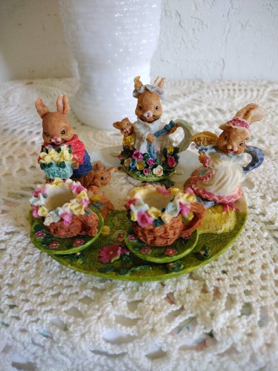 Vintage Easter Bunny Tea Set by Tales of Bunny Hollow Gift Etsy