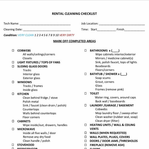 Rental Cleaning Checklist simplified Etsy