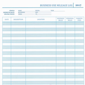 Business Use Mileage Log