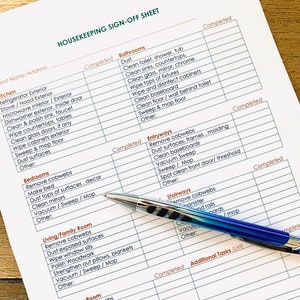 Housekeeping Sign-Off Sheet