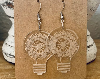 Light Bulb Earrings/Earrings/Jewelry/Flower Earrings/Floral Earrings