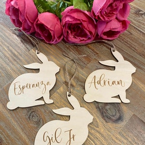 Engraved Wood Easter Basket Bunny Name Tags/Bunny Basket Tags