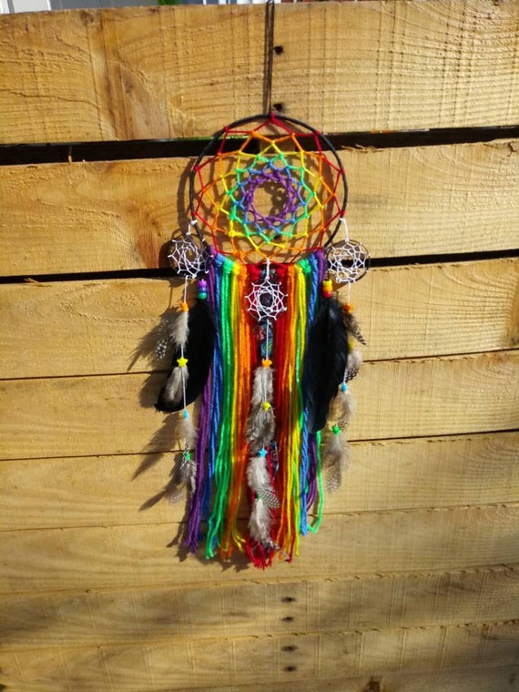 Rainbow Style Dream Catcher Bedroom Wall Art Kids Room Decor Etsy