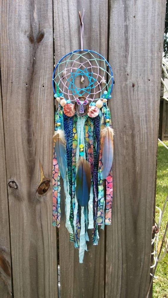 Mermaid Themed Dream Catchers Polymer Clay Sea Shells Ocean Boho Nautical Nursery Bedroom Decor Gift Childrens Blessed Home Decor
