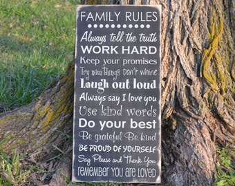 Family Rules Wood sign vinyl decal wood sign