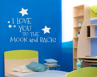 I Love You to the Moon and Back Quote Nursery Decor Vinyl Wall Decal Wall Sticker