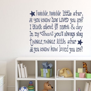Twinkle Twinkle Little Star Do You Know How Loved You Are Nursery Rhyme Song Lyrics Baby Room Decor Vinyl Wall Decal Wall Sticker