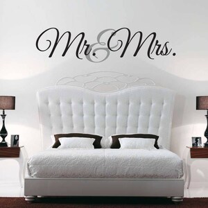Mr. and Mrs. Couples Bedroom Vinyl Wall Decal Wedding Gift Home Decor Decal