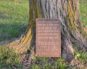 Hold Her a Little Longer Nursery Quote Wood Sign Vinyl Decal Baby Girl Nursery Room Decor Wood Sign