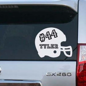 Football Helmet and Jersey Number Personalized Car Vinyl Decal