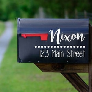 Mailbox Decal Family Name and Address with Dots Mailbox Vinyl Decal Personalized Decal