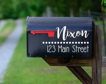 Mailbox Decal Family Name and Address with Dots Mailbox Vinyl Decal Personalized Decal
