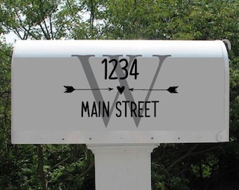 Mailbox Decal Personalized Address and Family Initial Vinyl Decal