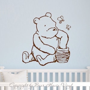 Classic Winnie the Pooh with Hunny Pot inspired vinyl wall decal