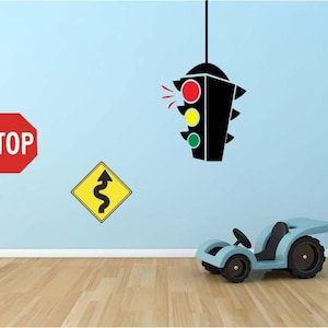 Street Signs vinyl wall decal stop sign traffic light decal