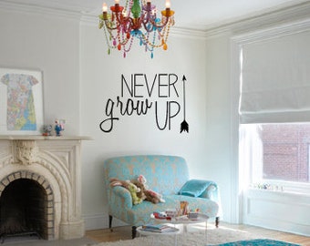 Never Grow Up vinyl children's room wall art wall decal