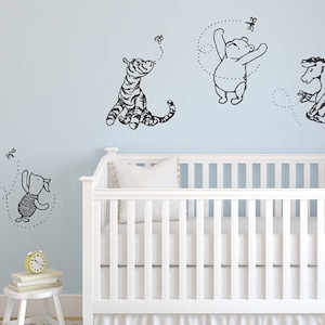 Classic Winnie the Pooh, Tigger, Eeyore, and Piglet graphics vinyl wall decal