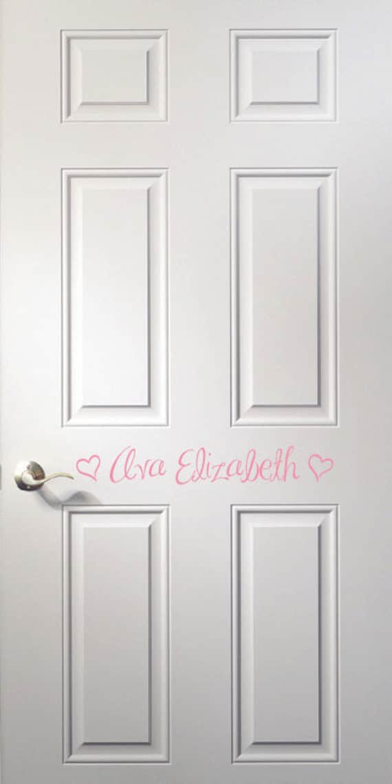 Bedroom Door Monogram Wall Decal Child S Name And Hearts