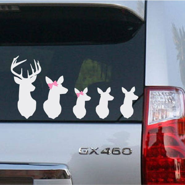 Deer Family Car Vinyl Decal Buck and Doe and Fawns Family Car Sticker