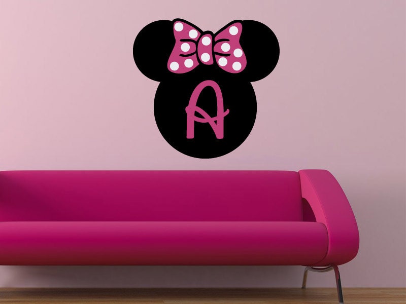 Minnie Mouse Personalized Initial Monogram Vinyl Wall Decal - Etsy