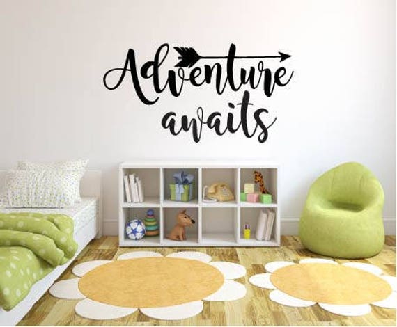 adventure awaits quote vinyl decal up movie quote wall sticker | etsy