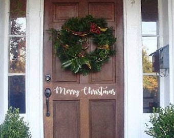 Merry Christmas Front Door Vinyl Decal Door Decor