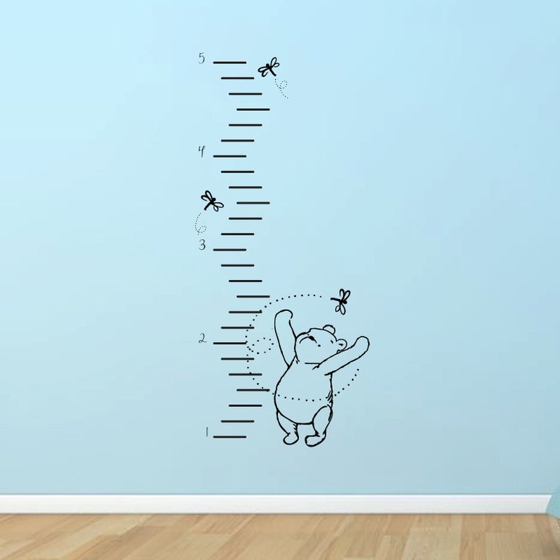 classic winnie the pooh growth chart vinyl wall decal | etsy
