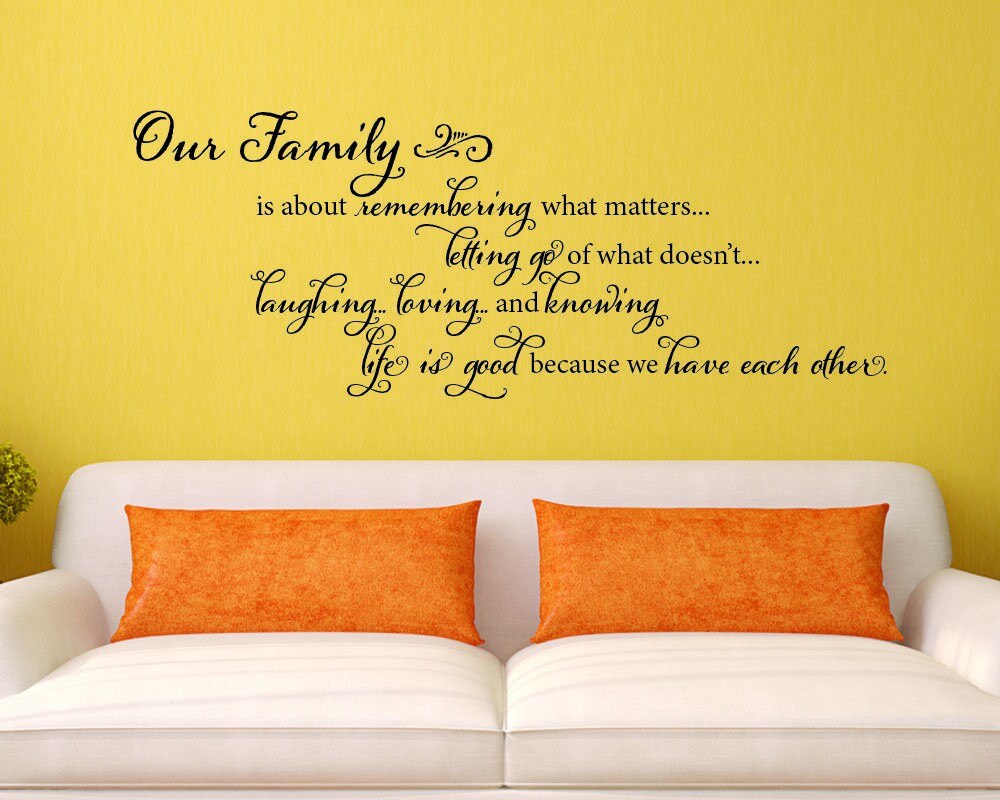 Our Family is About Remembering What Matters Family Quote Living Room Decor Vinyl Wall Decal