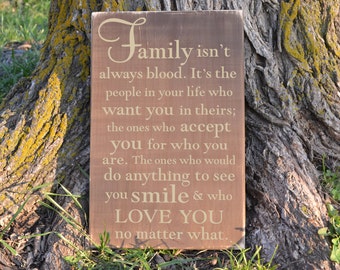 Family Isn't Always Blood Wood Sign family quote vinyl decal wood sign