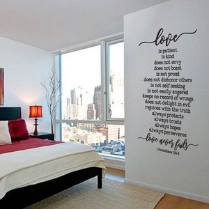 Love is Patient Love is Kind 1 Corinthians 13:4-8 Master Bedroom Vinyl Wall Decal
