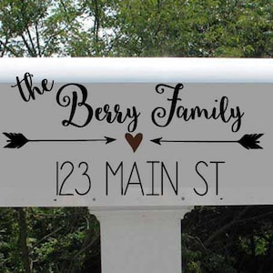 Mailbox Decal with heart and arrows personalized decal vinyl decal address label address sticker decal
