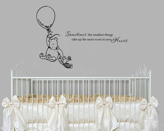 Classic Winnie the Pooh Sometimes the smallest things baby quote vinyl wall decal