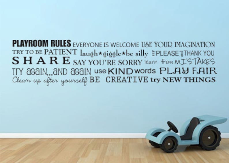 Playroom Rules Horizontal Toy Room Words Vinyl Wall Decal Art Etsy