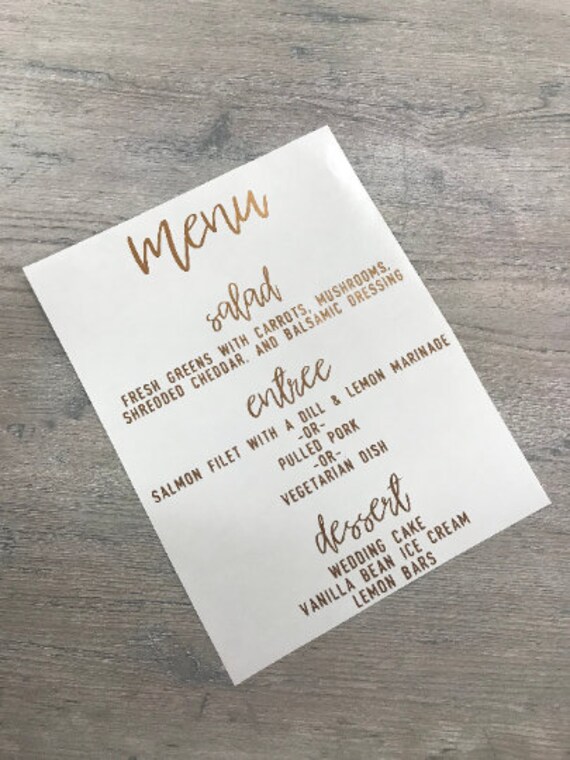 Wedding Reception Menu Decal Diy Wedding Signs Wedding Etsy