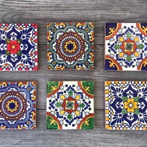 Mixed Set of 6 Mexican Tile Coasters image 1