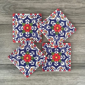 Red &quot;Escamilla&quot; Mexican Tile Coasters