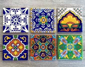 Choose Your Own Set of 6 Mexican Tile Coasters - Mix And Match