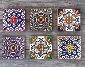 Mixed Set of 6 Mexican Tile Coasters