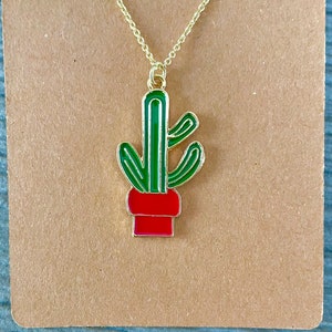 14k Gold California Cactus Charm Necklace