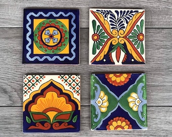 Mixed Set of 4 Mexican Tile Coasters