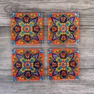 &quot;Orange und Blaue &quot;&quot;Naranja&quot;&quot; mexikanische Keramik Untersetzer.&quot;