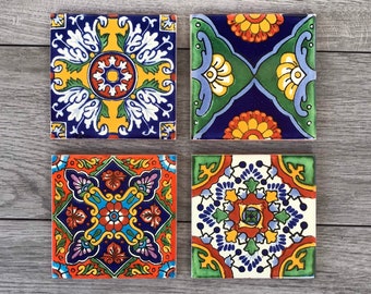 Choose Your Own Set of 4 Mexican Tile Coasters - Mix And Match