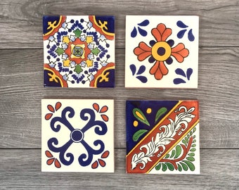 Mixed Set of 4 Mexican Tile Coasters