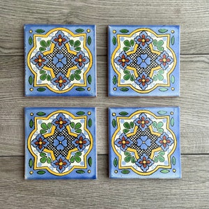 Light Blue &quot;Cielo&quot; Mexican Tile Coasters