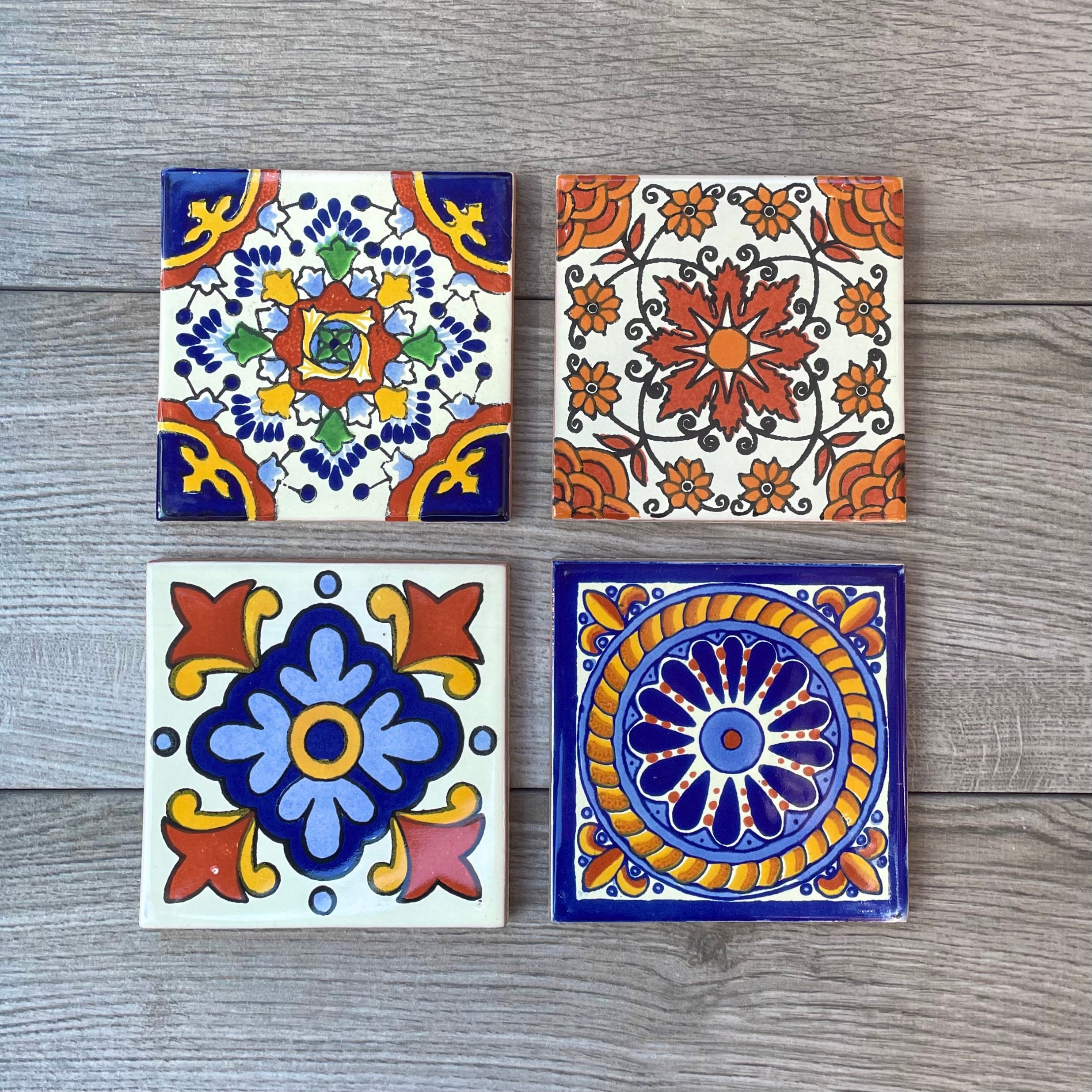 Round Set of 4 Coasters - Mexican Coaster Tile – Guelaguetza Designs