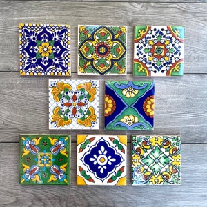 Mixed Set of 8 Mexican Tile Coasters
