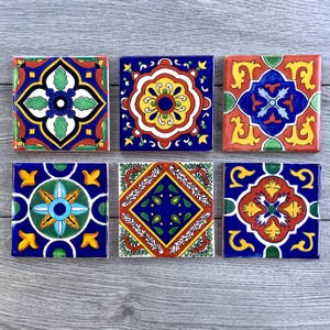Mixed Set of 6 Mexican Tile Coasters