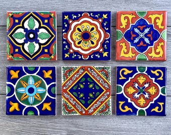 Mixed Set of 6 Mexican Tile Coasters