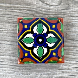 Green &quot;Lago&quot; Mexican Talavera Tile Magnet